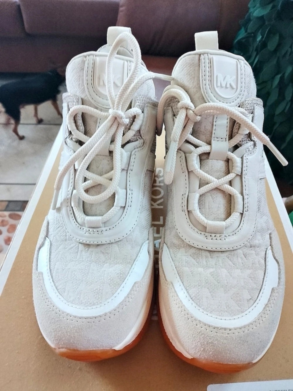 Michael Kors Olympia Signature Logo Trainer White Sneakers